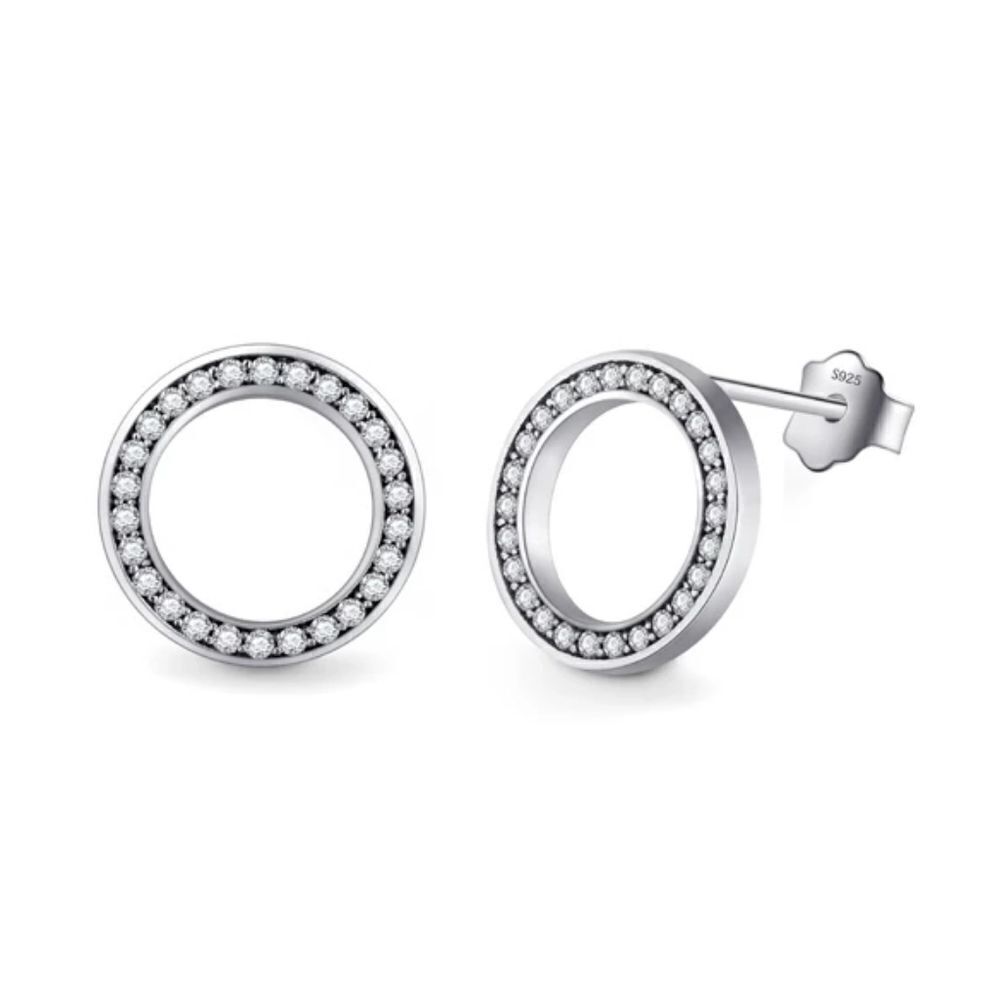 925 Sterling Silver Round CZ Earrings